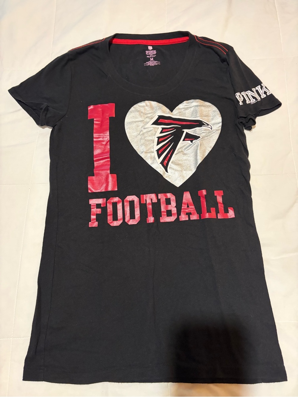 PINK Black & Red 'I Heart Football'  women’s Tee Atlanta Falcons